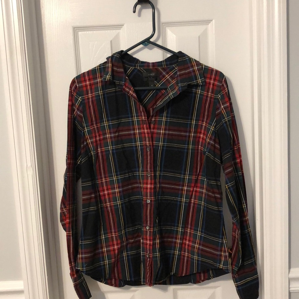 J Crew Tartan Plaid Button Up Top